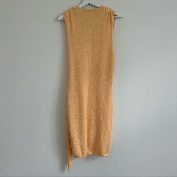 NWT Free People Beach Tangerine Orange Poppy V-Neck Knit Tie-Waist Dress - L - Picture 2 of 5